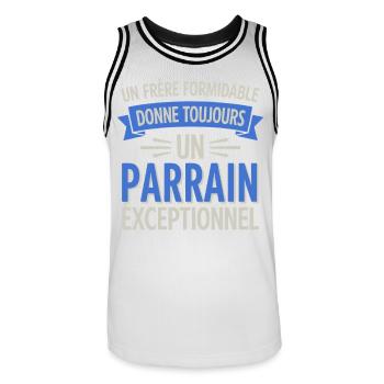 Un frère formidable un parrain exceptionnel - Maillot de basket Homme - blanc/noir - Devant - AI Model Male 185 dark (185cm)