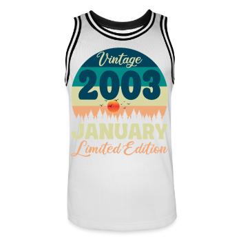 Anniversaire Janvier 2003 Cadeau Vintage Limited - Maillot de basket Homme - blanc/noir - Devant - AI Model Male 185 dark (185cm)