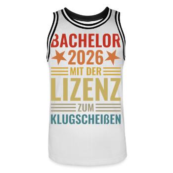 Licence 2026 avec licence pour être malin - Maillot de basket Homme - blanc/noir - Devant - AI Model Male 185 dark (185cm)
