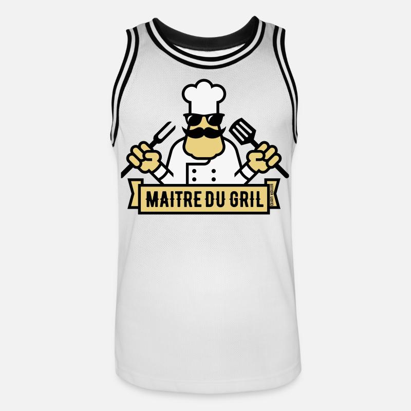 Grill Master (Grill / BBQ / BBQ / 3C) - Männer Basketball-Trikot - Weiß/Schwarz
