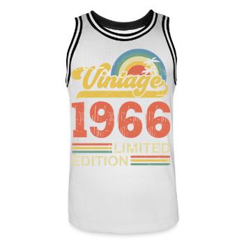 Vintage 1966 Anniversary Birthday Gift - Men's Basketball Jersey - white/black - Front - AI Model Male 185 dark (185cm)