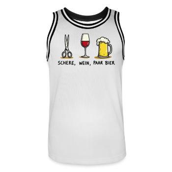 Schere Wein Paar Bier Lustiges Party Wortspiel - Männer Basketball-Trikot - Weiß/Schwarz - Vorne - AI Model Male 185 dark (185cm)