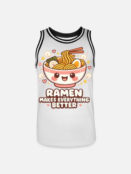 Ramen Noodle Bowl Kawaii - Men's Basketball Jersey - white/black
