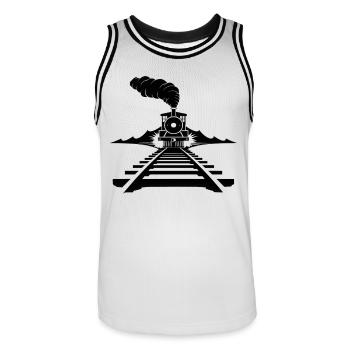 Railway Sketch - Men's Basketball Jersey - white/black - Front - AI Model Male 185 dark (185cm)