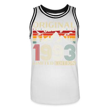 33rd Birthday Original January 1993 - Men's Basketball Jersey - white/black - Front - AI Model Male 185 dark (185cm)