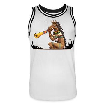 Tribal Horse Trumpeter Illustration - Men's Basketball Jersey - white/black - Front - AI Model Male 185 dark (185cm)