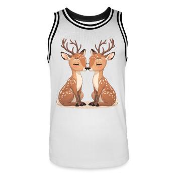 Motif de baiser en duo de cerfs câlins - Maillot de basket Homme - blanc/noir - Devant - AI Model Male 185 dark (185cm)