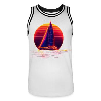 Retro Sailing - Men's Basketball Jersey - white/black - Front - AI Model Male 185 dark (185cm)