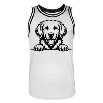Golden Retriever mit Pfoten - Männer Basketball-Trikot - Weiß/Schwarz - Vorne - AI Model Male 185 dark (185cm)