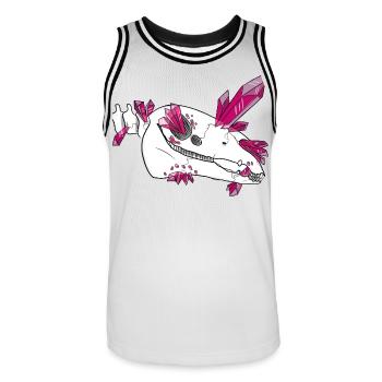 Kristallschädel - Pferd (von Leni Riosa) - Männer Basketball-Trikot - Weiß/Schwarz - Vorne - AI Model Male 185 dark (185cm)
