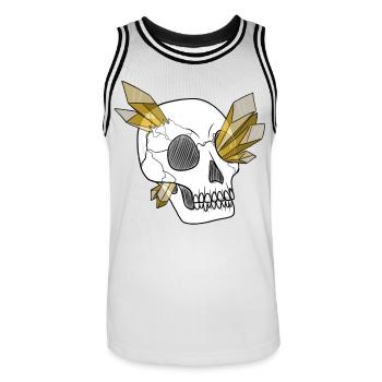 Crystal Skull - Human (by Leni Riosa) - Men's Basketball Jersey - white/black - Front - AI Model Male 185 dark (185cm)