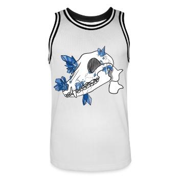 Crystal Skull - Canidae (by Leni Riosa) - Men's Basketball Jersey - white/black - Front - AI Model Male 185 dark (185cm)