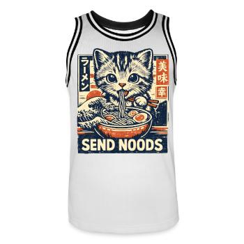 Ramen Cat Send Noods - Men's Basketball Jersey - white/black - Front - AI Model Male 185 dark (185cm)