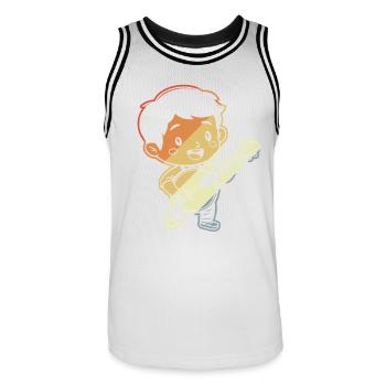 Little Banjoist Comic - Men's Basketball Jersey - white/black - Front - AI Model Male 185 dark (185cm)