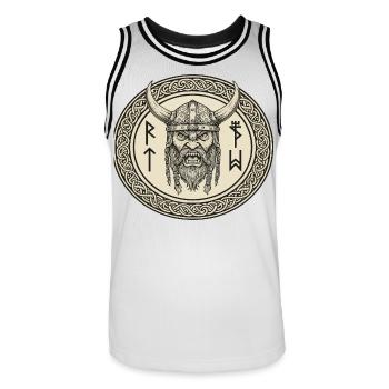 Wikinger Viking Legende Seemann Odin Rabe Kämpfer - Männer Basketball-Trikot - Weiß/Schwarz - Vorne - AI Model Male 185 dark (185cm)
