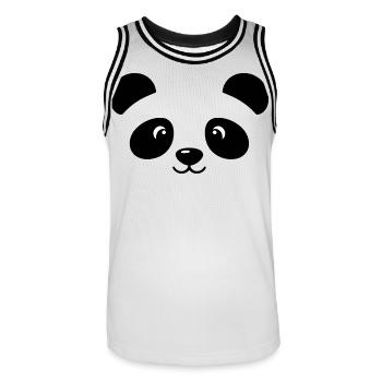 Panda | Big Face Costume Carnival Disguise - Men's Basketball Jersey - white/black - Front - AI Model Male 185 dark (185cm)