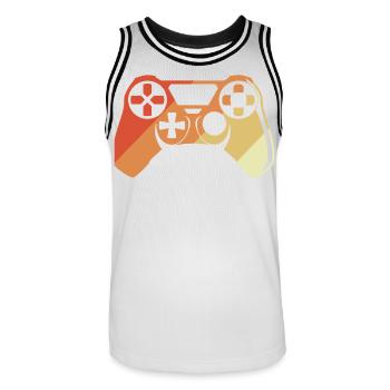 Vintage Gamepad - Men's Basketball Jersey - white/black - Front - AI Model Male 185 dark (185cm)