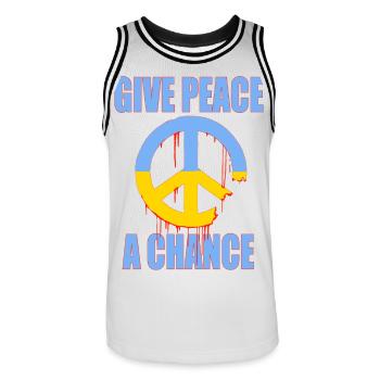 Give Peace a Chance – Ukraine Peace Symbol Art Now - Männer Basketball-Trikot - Weiß/Schwarz - Vorne - AI Model Male 185 dark (185cm)