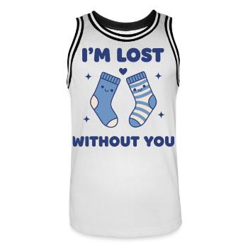 I'm Lost Without You – Sweet Socks Pun Design - Men's Basketball Jersey - white/black - Front - AI Model Male 185 dark (185cm)