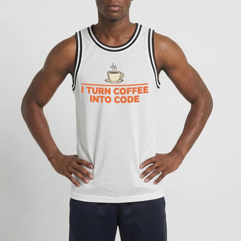I Turn Coffee Into Code – Programmer Retro Men's Basketball Jersey