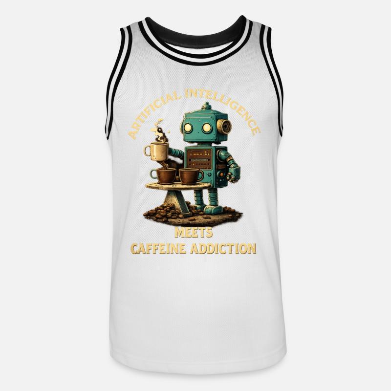 Coffee Robot – Artificial Intelligence Meets Koff - Men's Basketball Jersey - white/black