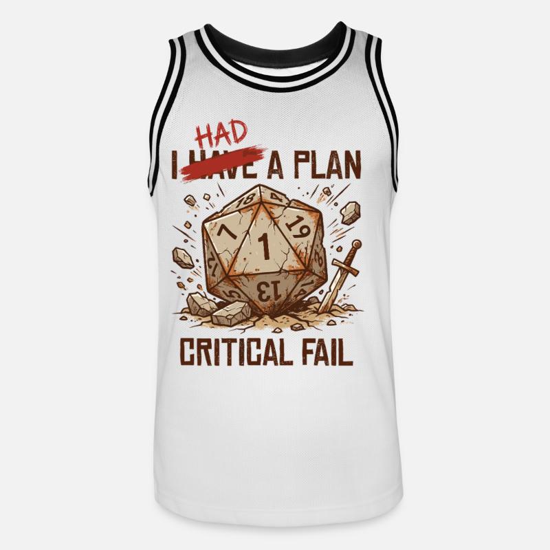 Échec critique – J’avais un plan cube - Maillot de basket Homme - blanc/noir