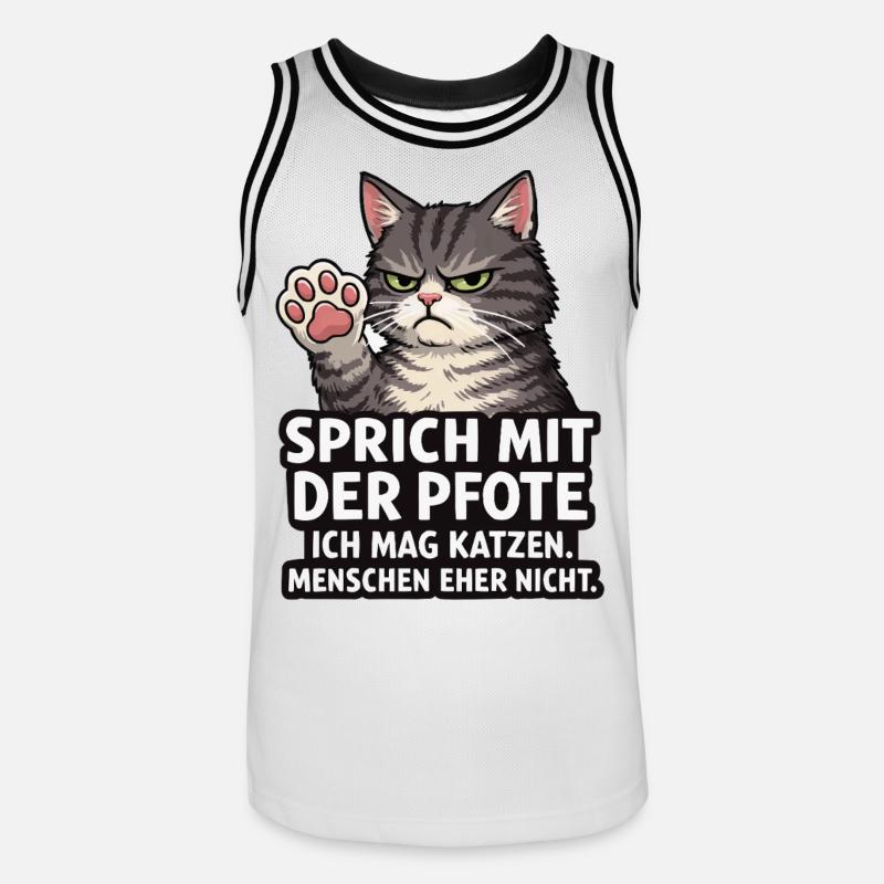 Sprich mit der Pfote – Grumpy Katze - Männer Basketball-Trikot - Weiß/Schwarz