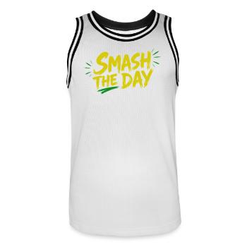 SMASH THE DAY Motivation für Padel und Tennis - Männer Basketball-Trikot - Weiß/Schwarz - Vorne - AI Model Male 185 dark (185cm)