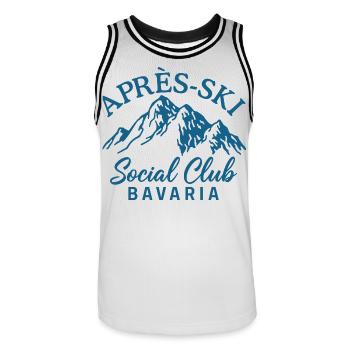 Après Ski Social Club Bavaria - Men's Basketball Jersey - white/black - Front - AI Model Male 185 dark (185cm)