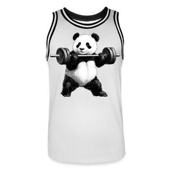 Fitness Pandas - Männer Basketball-Trikot - Weiß/Schwarz - Vorne - AI Model Male 185 dark (185cm)