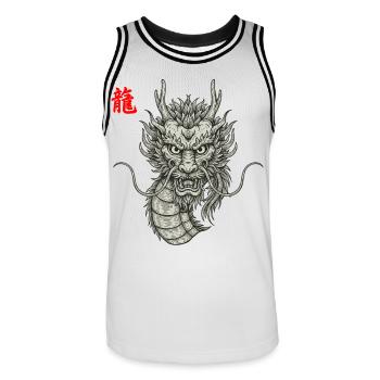 Dragon asiatique - Maillot de basket Homme - blanc/noir - Devant - AI Model Male 185 dark (185cm)