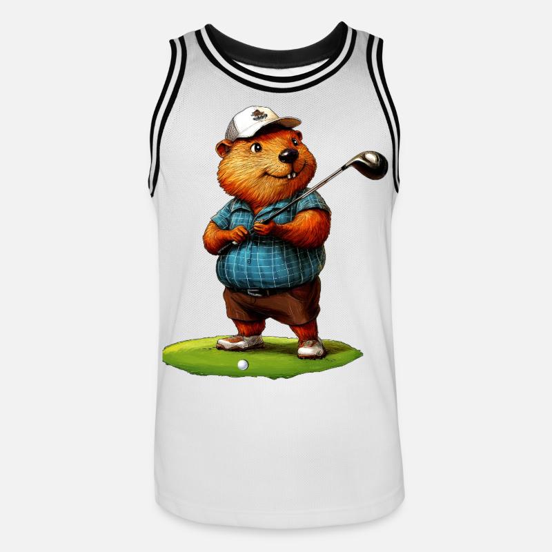 Beaver Golf - Maglia da basket per uomo - bianco/nero
