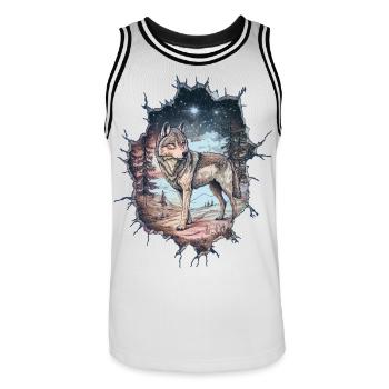 Wolf - Men's Basketball Jersey - white/black - Front - AI Model Male 185 dark (185cm)