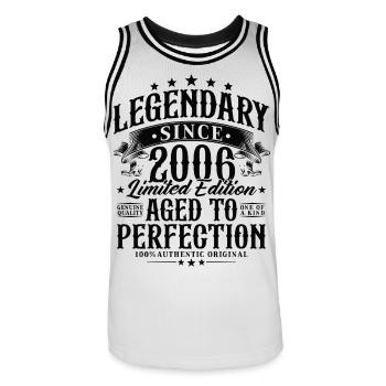 2006 Born Legendary Vintage Birthday Gift - Men's Basketball Jersey - white/black - Front - AI Model Male 185 dark (185cm)