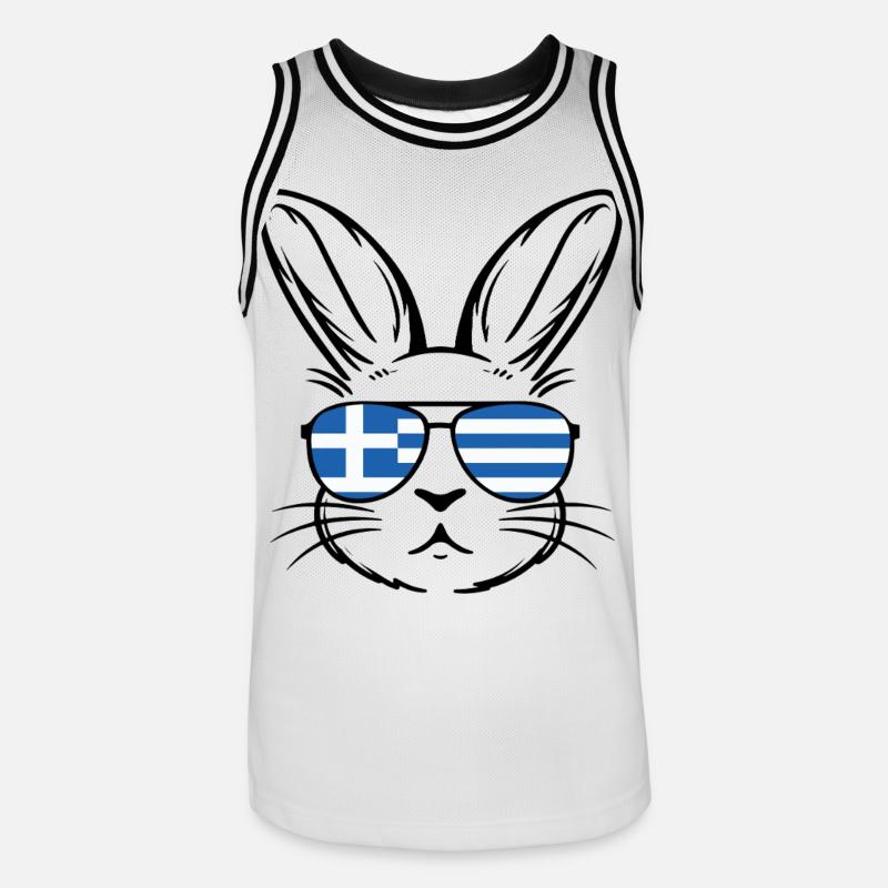 Bandiera greca di Pasqua Coniglio Pasquale - Maglia da basket per uomo - bianco/nero