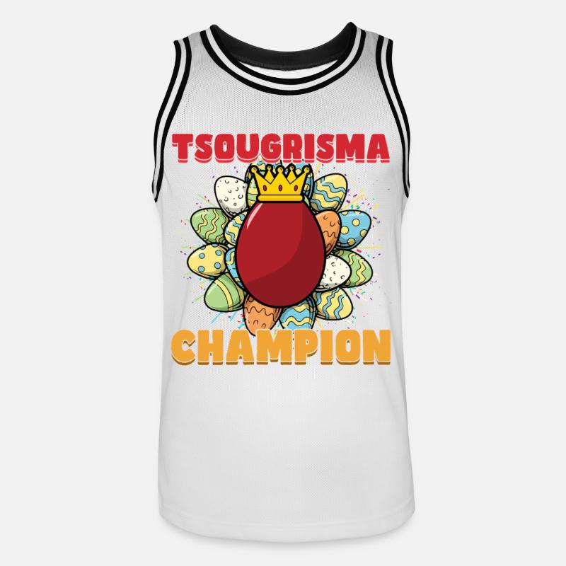 Tsougrisma Champion Gresk Påske - Basketballdrakt for menn - hvit/svart