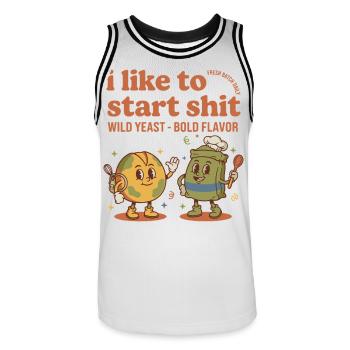 Sourdough Starter Jar Era Bread Baking Baker - Men's Basketball Jersey - white/black - Front - AI Model Male 185 dark (185cm)