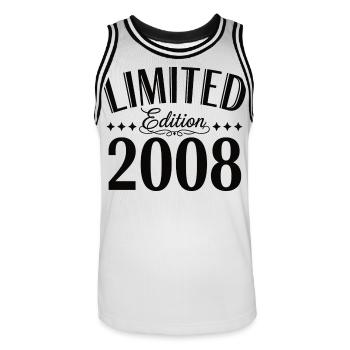 Limited Edition 2008 Geburtstag Vintage Retro - Männer Basketball-Trikot - Weiß/Schwarz - Vorne - AI Model Male 185 dark (185cm)