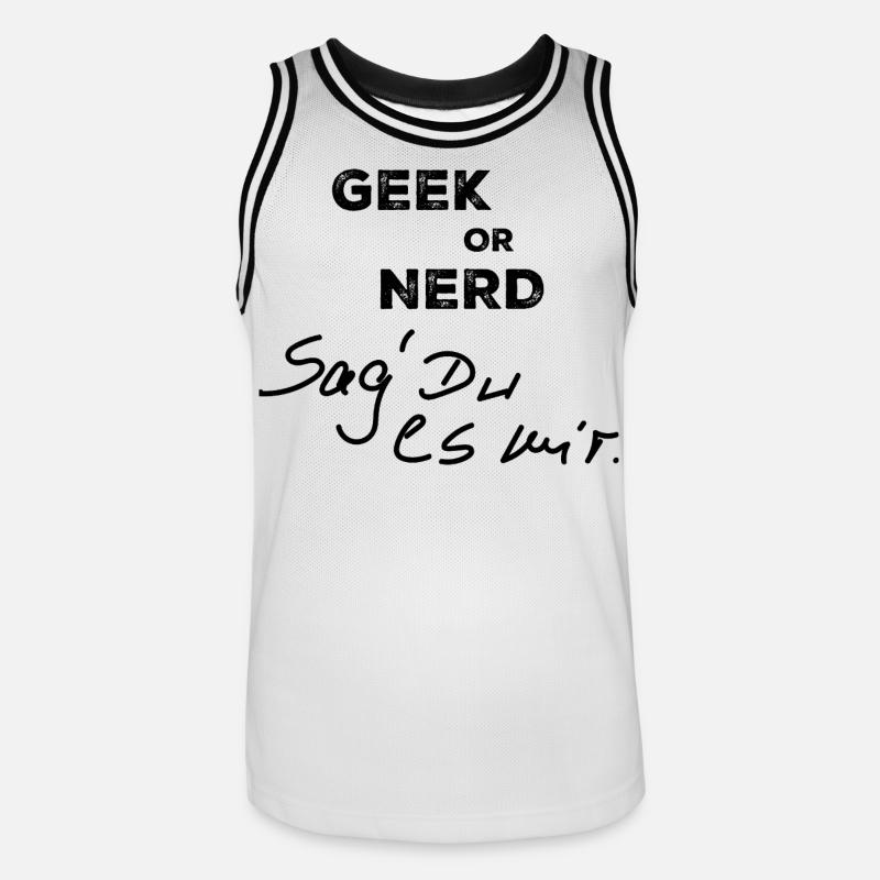 Geek oder Nerd - Männer Basketball-Trikot - Weiß/Schwarz