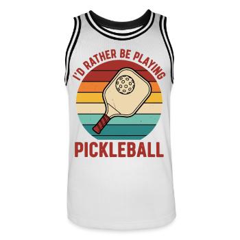 Pickleball, je préférerais jouer à un joueur drôle, mon amour - Maillot de basket Homme - blanc/noir - Devant - AI Model Male 185 dark (185cm)