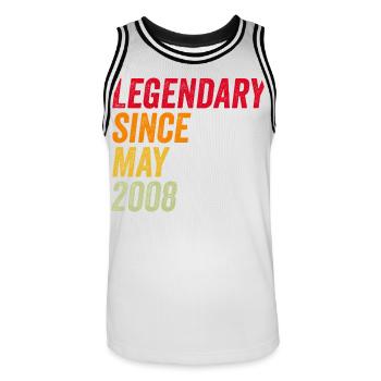 18. Geburtstag 18 Jahre Mai 2008 - Männer Basketball-Trikot - Weiß/Schwarz - Vorne - AI Model Male 185 dark (185cm)