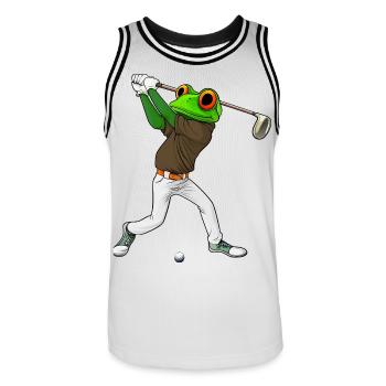 Frogs Golf - Men's Basketball Jersey - white/black - Front - AI Model Male 185 dark (185cm)