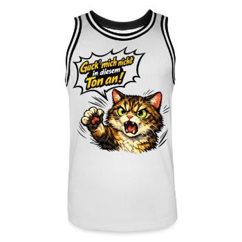 Guck mich nicht in diesem Ton an lustige Katze - Männer Basketball-Trikot - Weiß/Schwarz - Vorne - AI Model Male 185 dark (185cm)