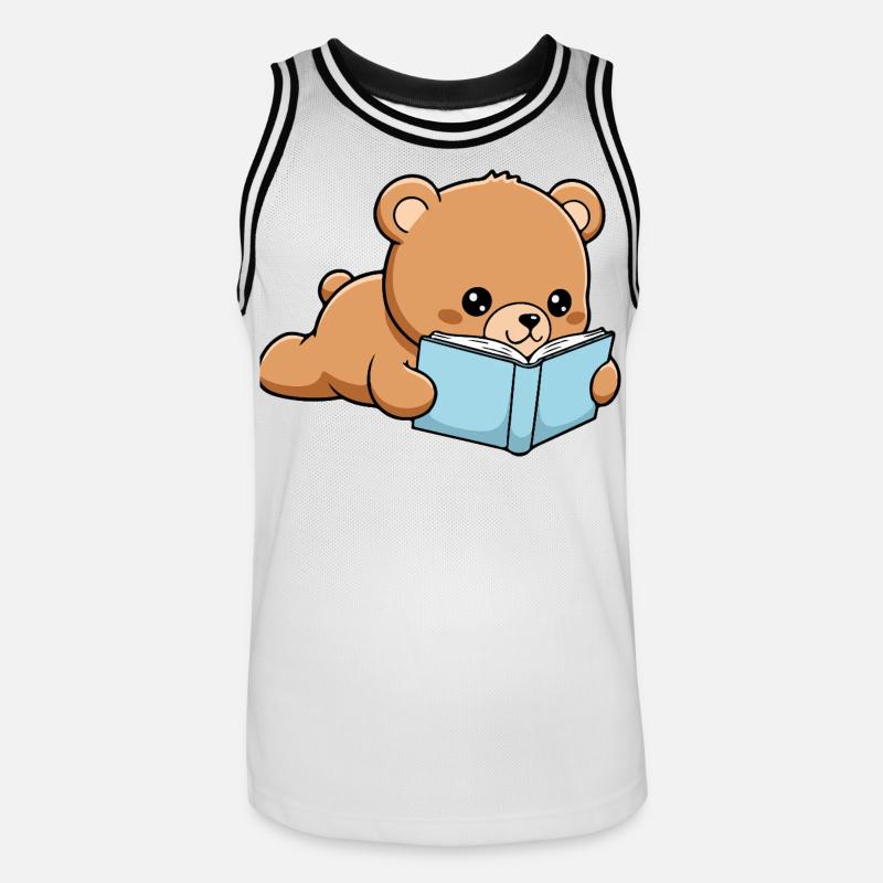 Libro Orso Buffo Libro che legge - Maglia da basket per uomo - bianco/nero
