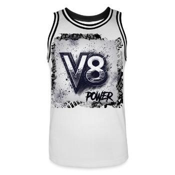 Puissance du V8 - Maillot de basket Homme - blanc/noir - Devant - AI Model Male 185 dark (185cm)