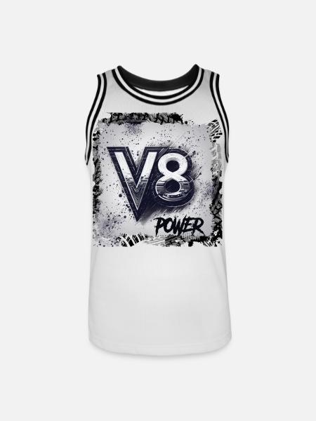 V8 power - Men's Basketball Jersey - white/black