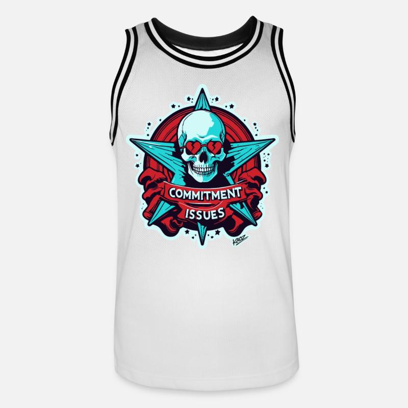 Commitment Issues Skull Badge - Men's Basketball Jersey - white/black
