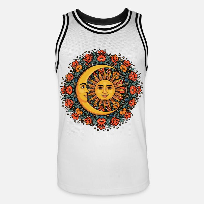 Litha Pagan Solstizio d'Estate Midsommar - Maglia da basket per uomo - bianco/nero