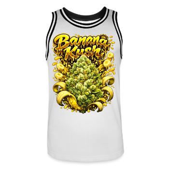 Gravure graffiti Banana Kush - Maillot de basket Homme - blanc/noir - Devant - AI Model Male 185 dark (185cm)