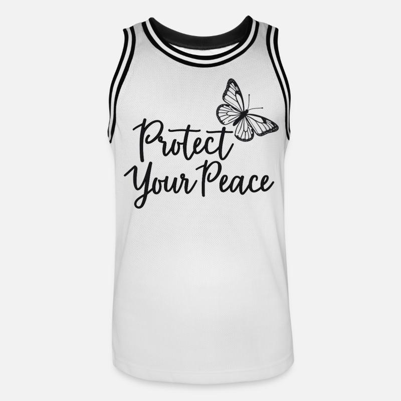 Proteggi la tua pace Farfalla Pace interiore - Maglia da basket per uomo - bianco/nero